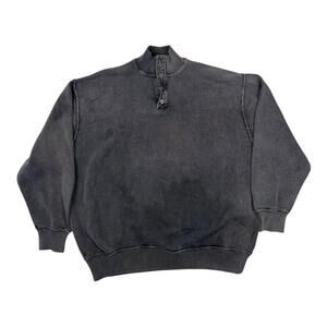 Blue Pronto Uomo Sweater Mens 2XL Gray Cotton Mock Neck Henley Pullover